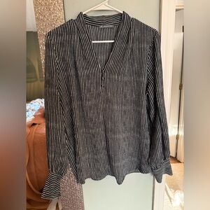 Adrianna Papell Black and White Striped Top